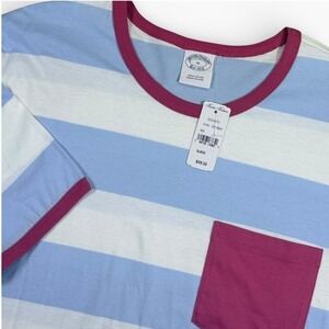Brooks Brothers Men's XL Cotton Striped Pocket T Shirt Blue White Red Ringer Tee